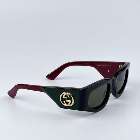 Gucci GG1664S 002 BRAND NEW Sunglasses Havana Red Green Rectangle Unisex - Picture 6 of 10